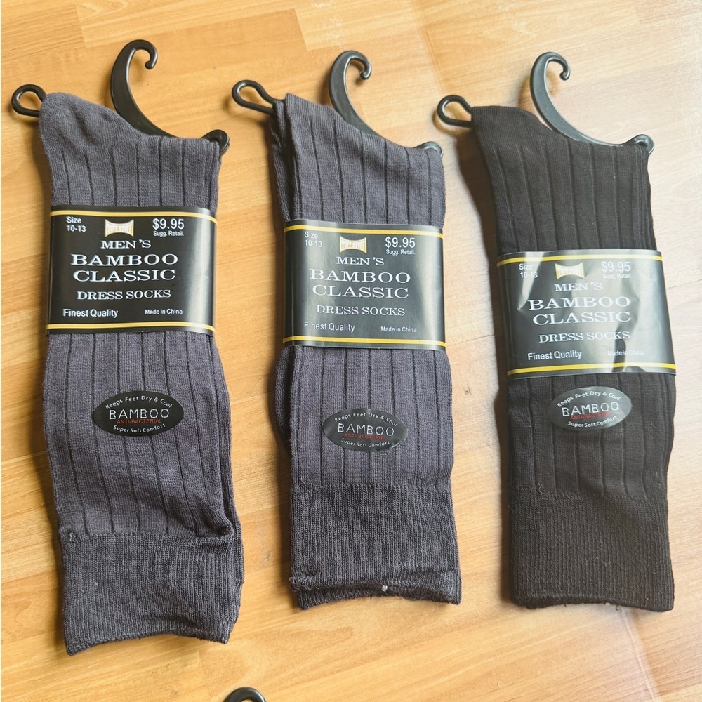 Bamboo dress socks for men size 10-13 nwt black and gray